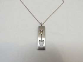 Kupittaan Kutta - a sterling silver cat pendant, produced in Finland c 1975, stamped 925 and NB