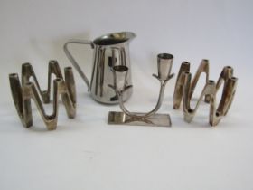 Two Dansk crown candle holders by Jens Qvistgaard, stamped marks to bases. A vintage Alessi plated