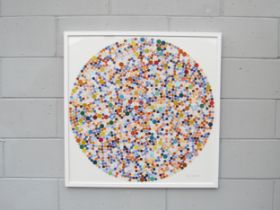STEVEN GRIFFIN (b.1968) A framed and glazed 'Collage of Coloured Dots'. 85cm x 85cm