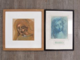 J A HOOPER (XX) A vintage original framed portrait of a woman, signed lower right, 21cm x 21cm and a