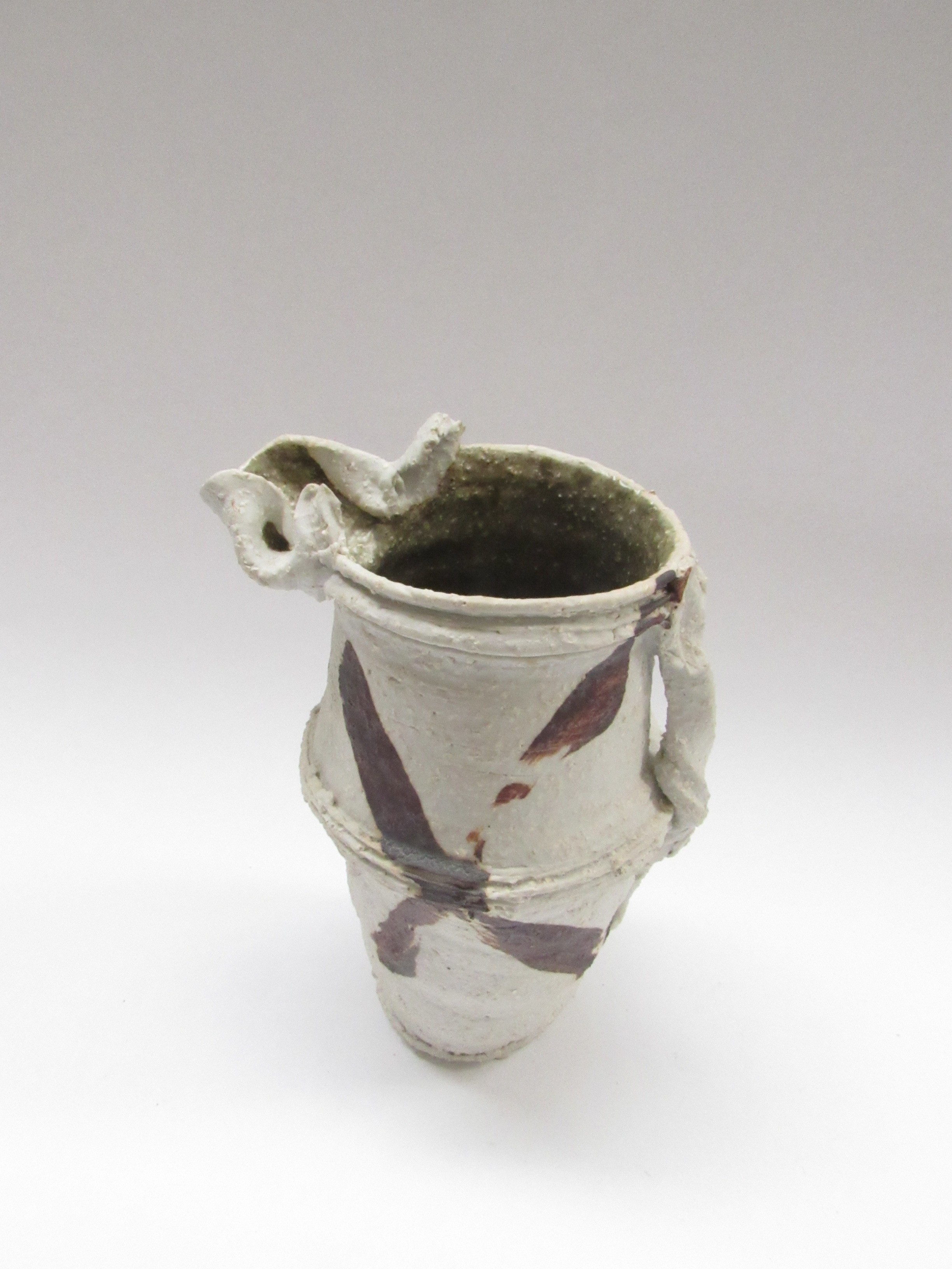 PETER SMITH (b.1941) A rare porcelain jug with textured finish c1980, painted tenmoku flashes. - Image 2 of 7