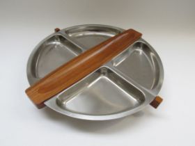 A Teak and stainless steel "Lazy Susan" by Arthur Salm, Sweden 1960's, 38cm diameter