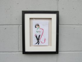 ANDREW LITTEN (b.1970) A framed original drawing, female semi nude, signed verso. Paper size 19.
