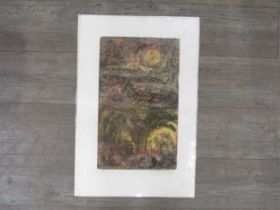 ANN BRUNSKILL (b.1942): An unframed coloured etching "Fiery Sea", pencil signed and No. 22/30. Image