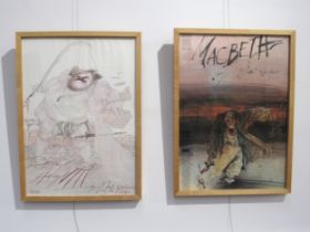 Two Ralph Steadman framed original art exhibition posters for the Royal Shakespeare Company for