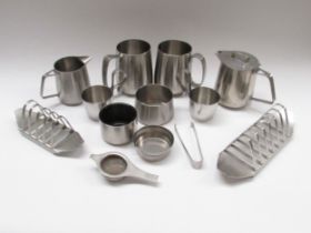 A selection of stainless steel wares including Robert Welch for Old Hall etc. Tallest 12cm