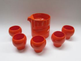 A 1970s ceramic orangeade set by Georges Lanteri comprising of a pitcher and five beakers. Tallest