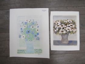 MARIA GEURTEN (1929-1998) Two unframed watercolours, still life studies of flowers. Both signed.