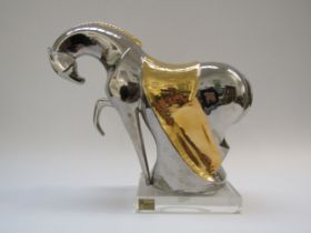 A Marco Giner horse figurine c1980's, set on a clear perspex base. Made in Spain, 26cm high
