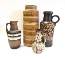 Four West German vases in treacle, ochre and lava glazes including Scheurich and Jopeko. Tallest
