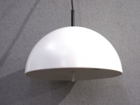 A "Staff" West German ceiling light, white metal dome shade, 40cm diameter