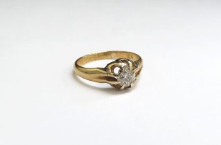 An 18ct gold ring with an old cut diamond 0.50ct approx in an open eight claw setting. Size J, 2.3g