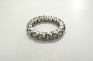 A diamond full eternity ring, 18 x 0.18ct approx diamonds, unmarked white gold. Size O/P, 6.2g
