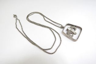 A House of Lawrian silver "Neptune" Zodiac pendant "Aries" hung on a silver chain 52cm long with