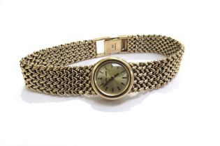 A Bueche-Girod 9ct gold ladies flexi link wristwatch, (winder missing) 30.6g