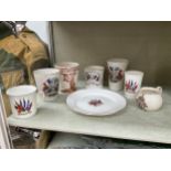 A collection of WWI and military related commemorative and patriotic ceramics including 'May they