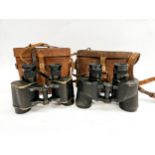 A pair of WWII RAF Air Ministry marked binoculars with brown leather case with another pair (2)