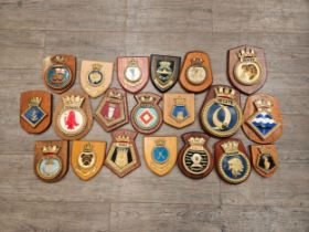 A collection of ship's crests including Beaver, Norfolk, Victory, Churchill, Seal, Onyx, Bermuda and