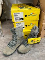 Three pairs of USAF current issue waterproof Assault flight boots size 8R, 8W and 8R