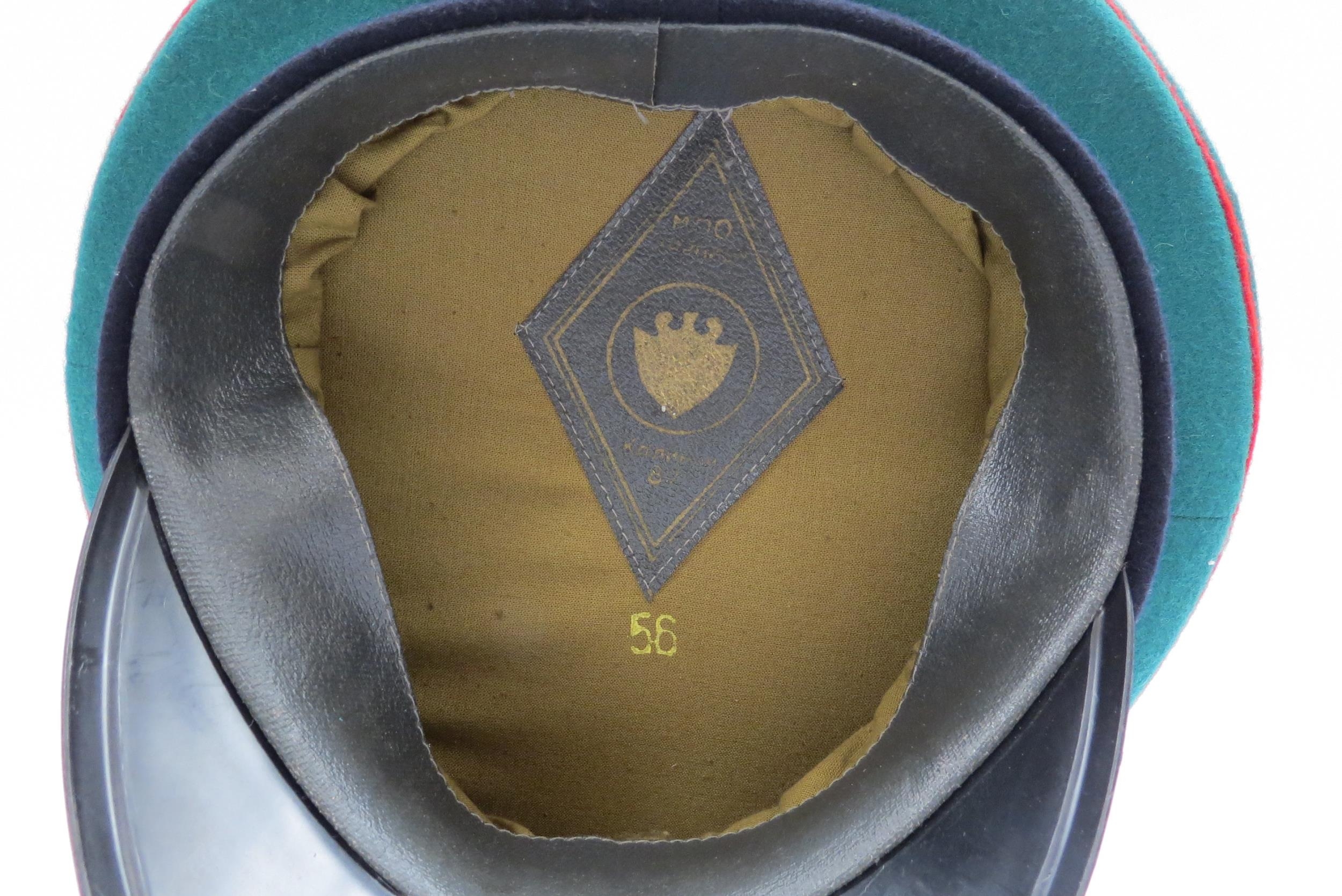 Four USSR Russian Soviet peaked visor caps: Border Guard (green with red piping), Air Force (blue - Image 7 of 9