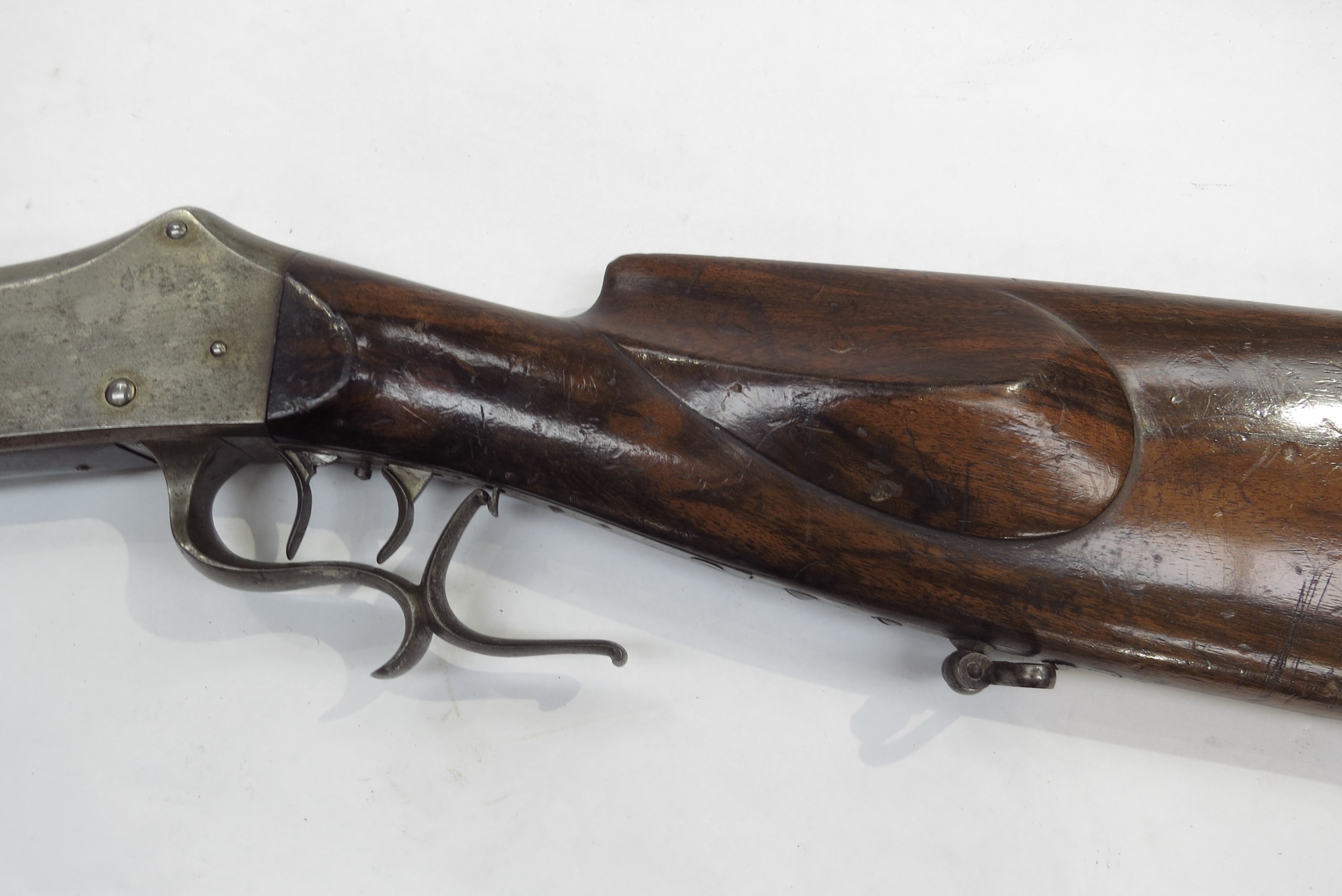 A late 19th Century Swiss Martini action obsolete calibre 7.5 x 53 rimless cartridge target rifle, - Image 6 of 8