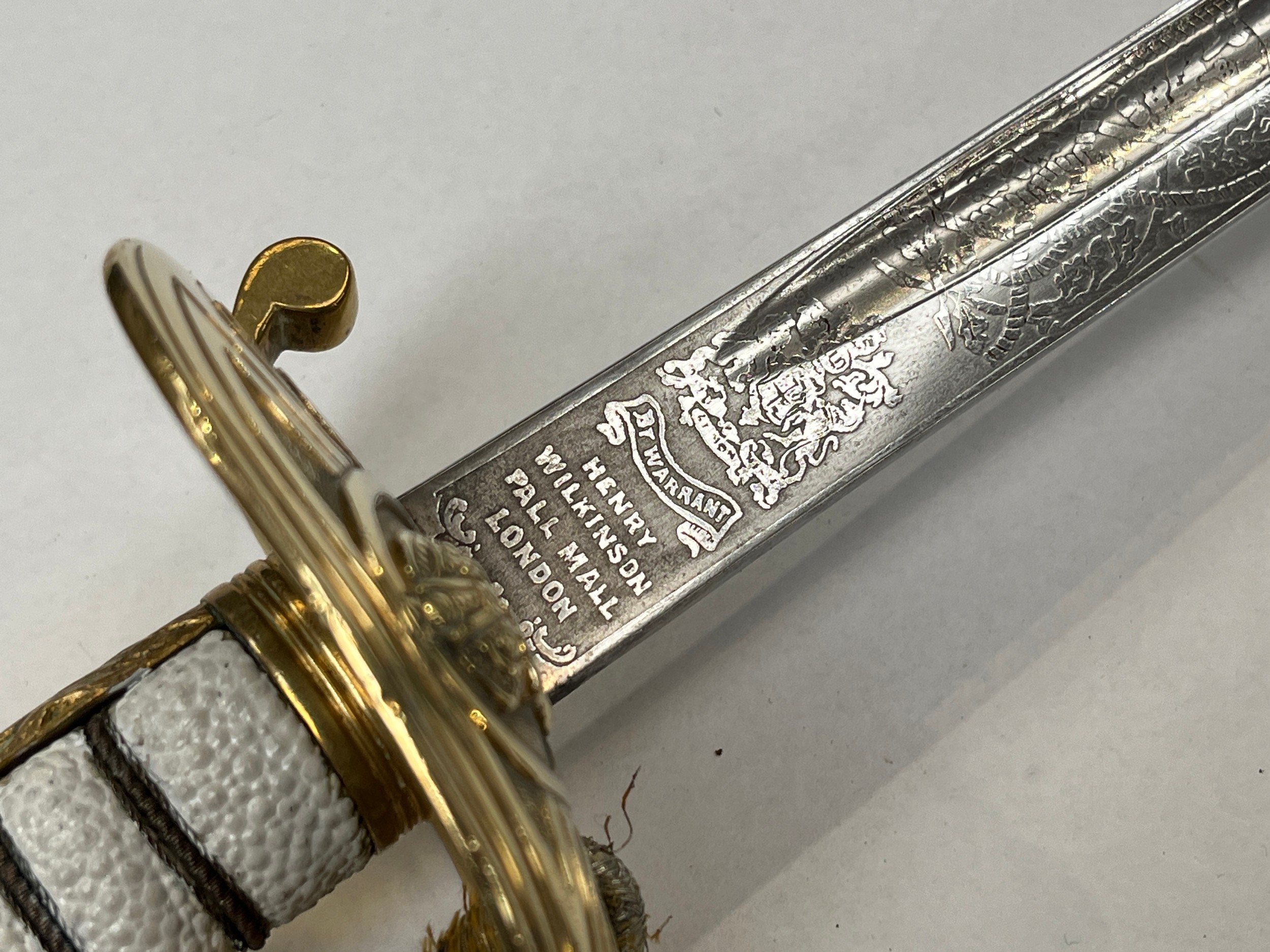 A Royal Naval officer's sword by Gieve Matthew’s / Wilkinson, painted textured grip, George crown to - Image 2 of 5