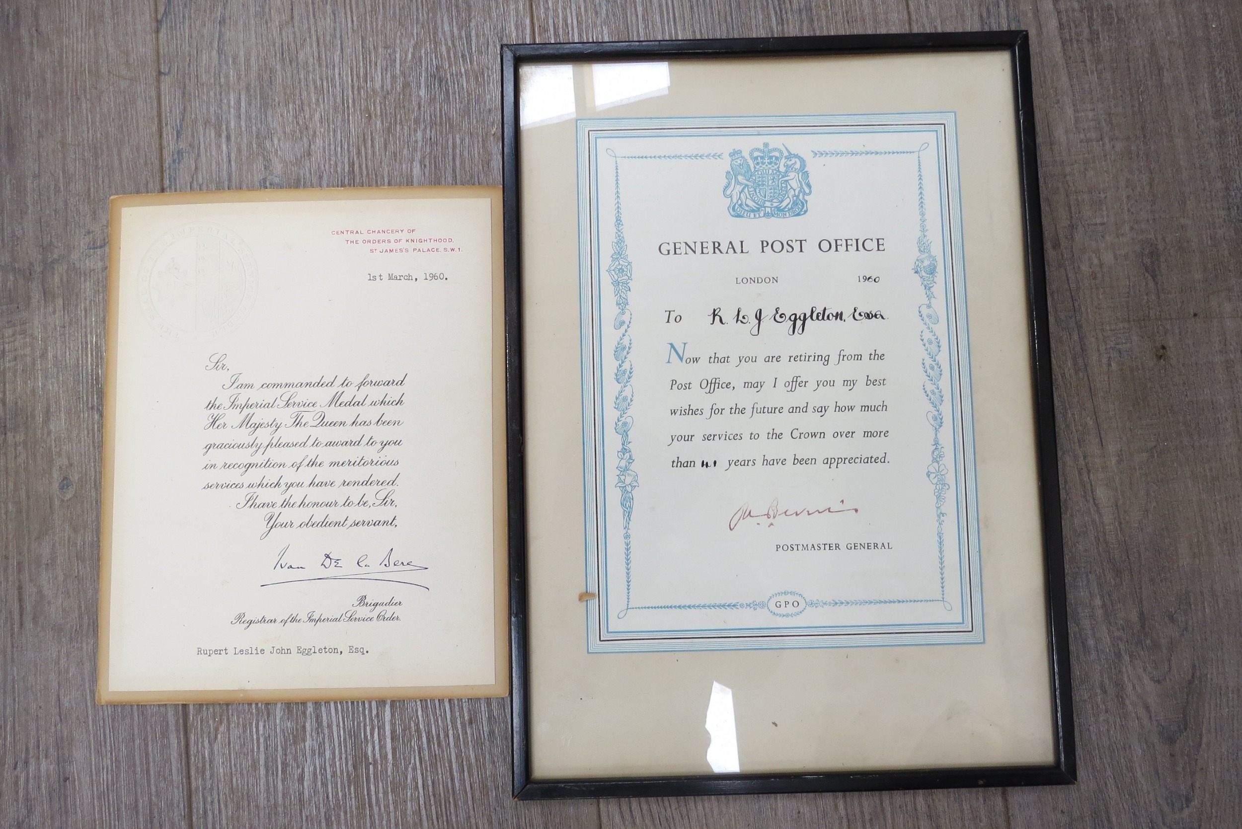 An Imperial Service Medal, cased with framed award document and various driving medals to Rupert - Image 2 of 4