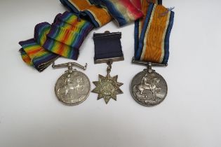 Two WWI War Medals named to S-327642 CPL. F.W. MEREDITH A.S.C. and 3975 PTE. H.H.L. PLANNER 21-