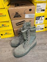 Three pairs of USAF current issue hot weather boots with steel tow caps, size 6, 6.5W and 8.5(US)