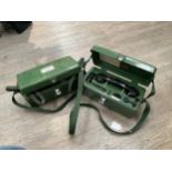 Two Pye TMC Limited military field telephones, UK PTC 405, cased