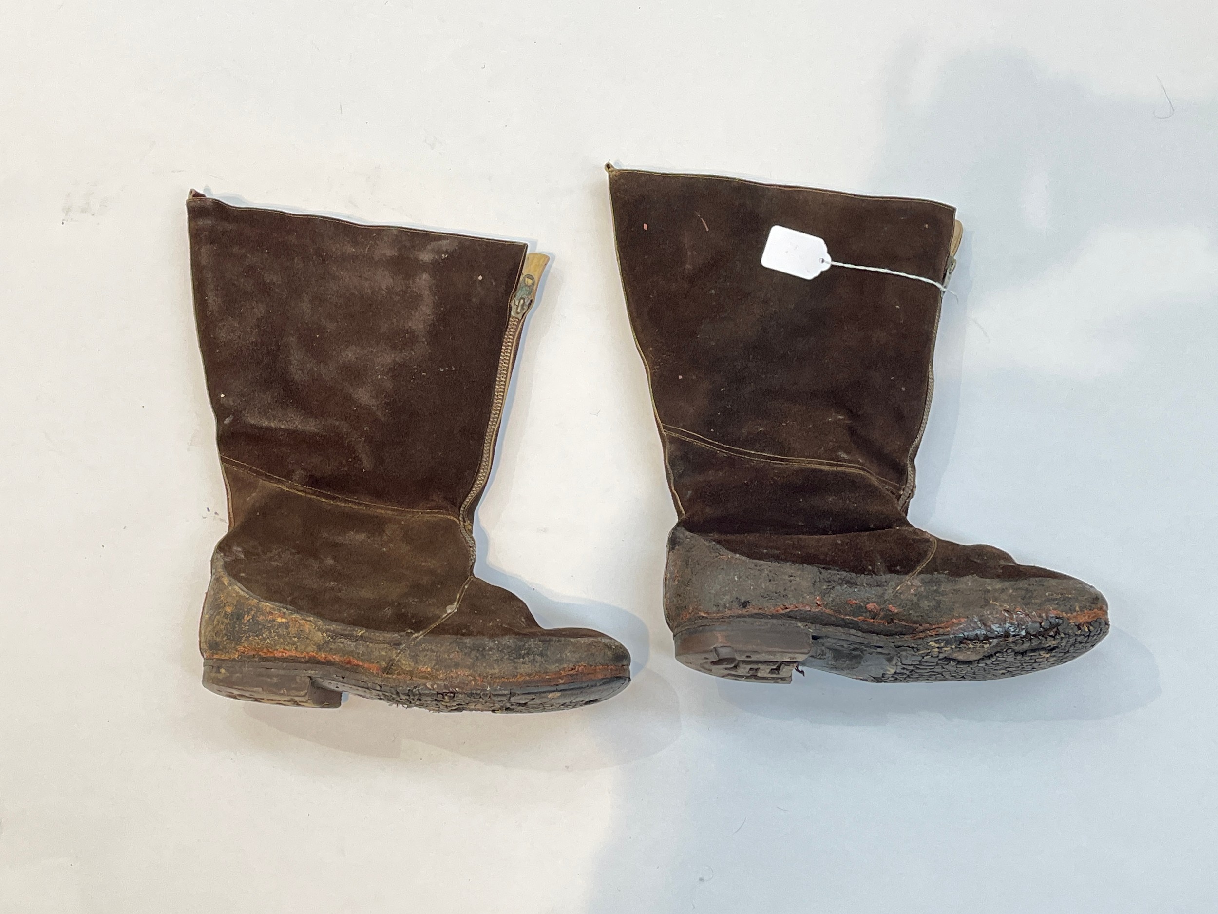 A pair of WWII British RAF flying boots, black suede, a/f - Image 2 of 3