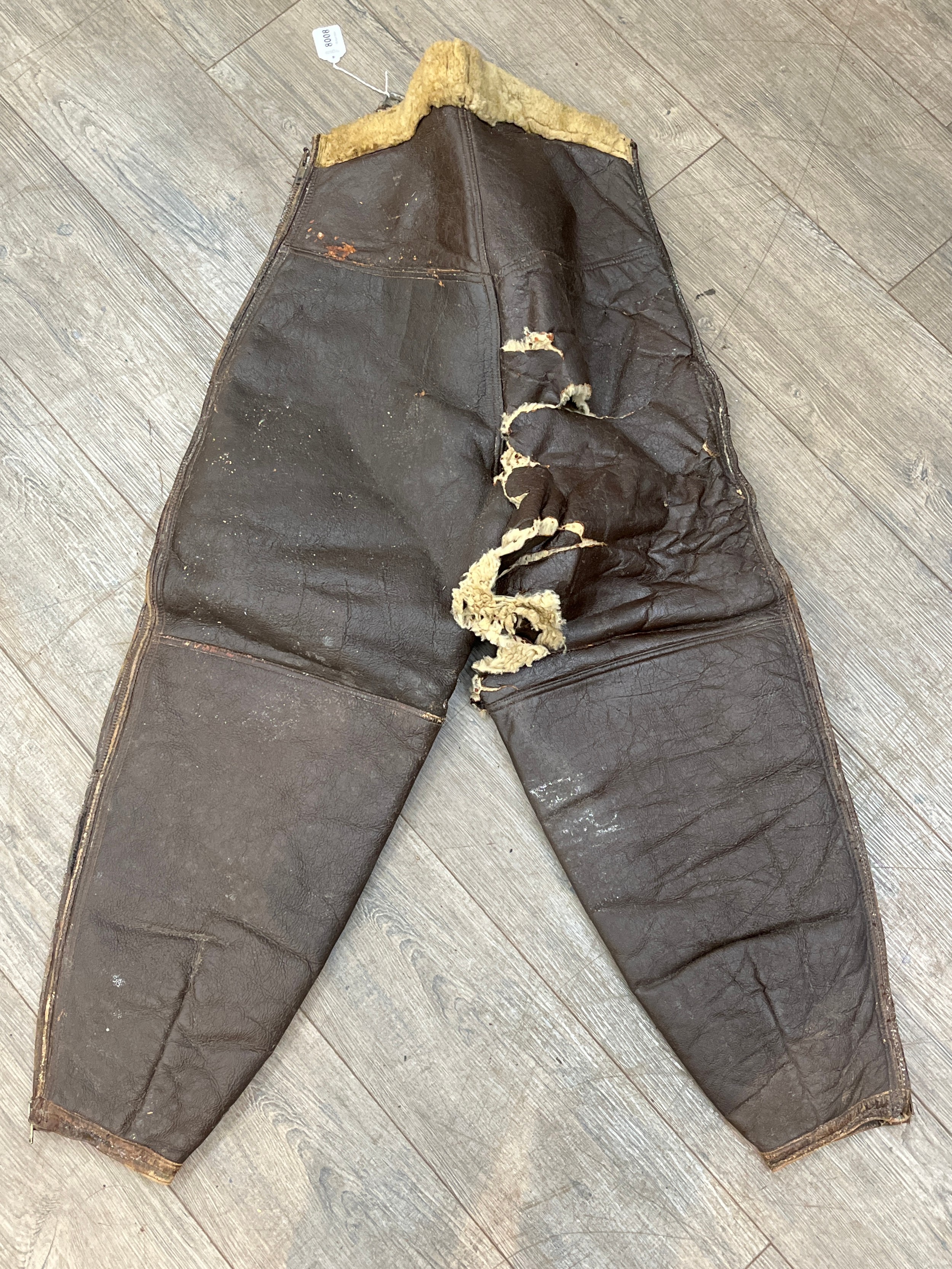 A pair of USAAF A-3 Sheepskin flying trousers marked with the name S A Sulia (Possibly Salvatore - Image 2 of 3