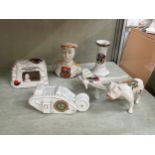 Six items of WWI era porcelain crested ware including Mk I tank, British Bulldog and an early