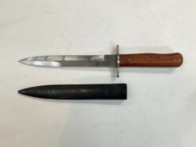 A reproduction of a WWI German boot knife for re-enactment use