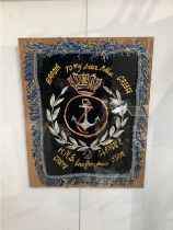 An HMS Glengyle themed embroidery 'To my Dear Mother', central anchor with crown, 50cm x 40cm,