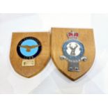 Two British military car badges: Royal Air Force 33 Squadron 'Loyalty' and The Pathfinder Club, both