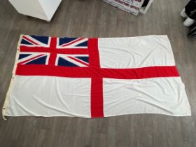 A modern British Royal Navy white ensign flag, 130cm x 270 approx.