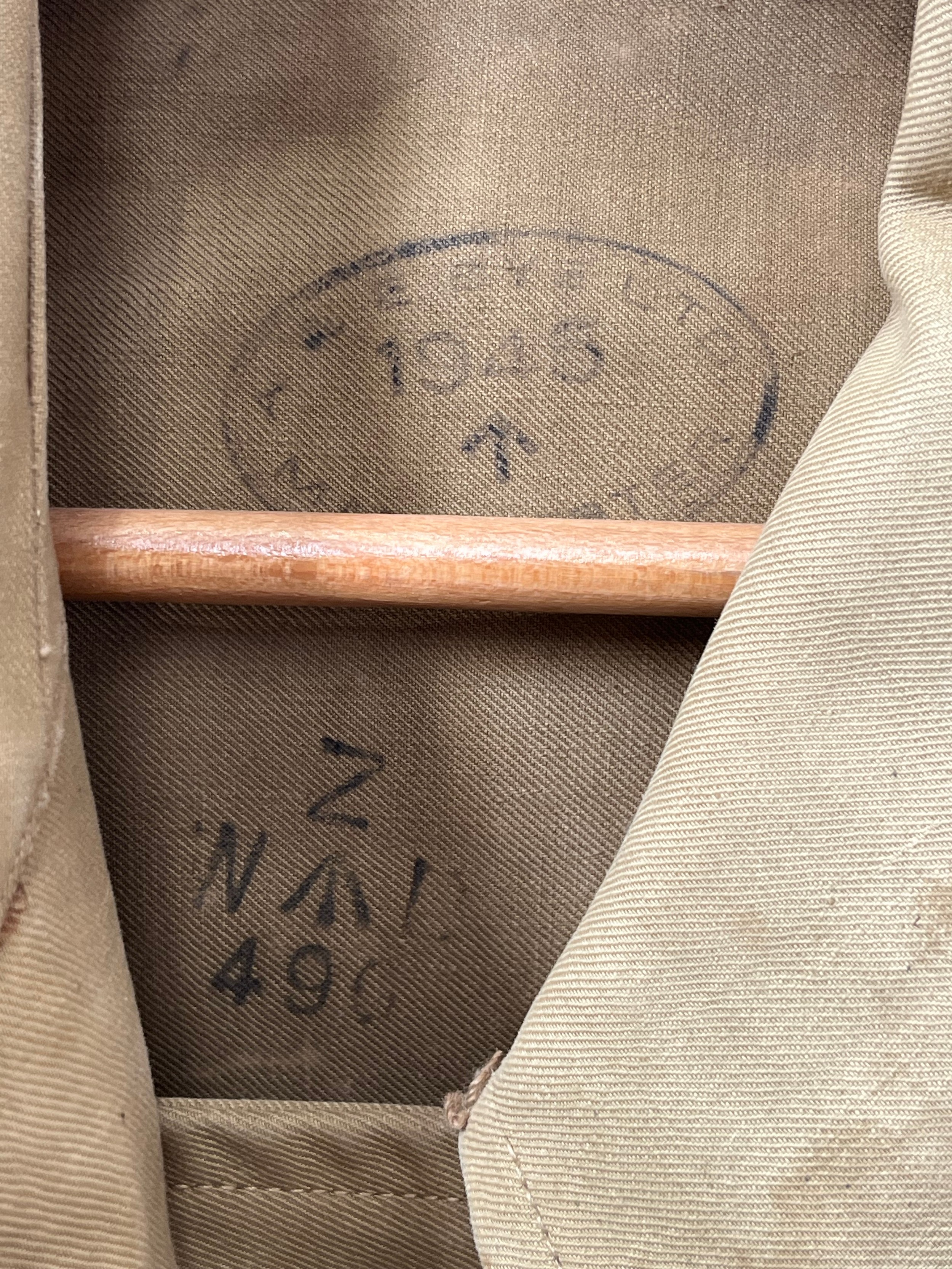 A WWII dispatch rider's overcoat by A, & E Bye Ltd, dated 1945 to label, size 8 - Image 3 of 4