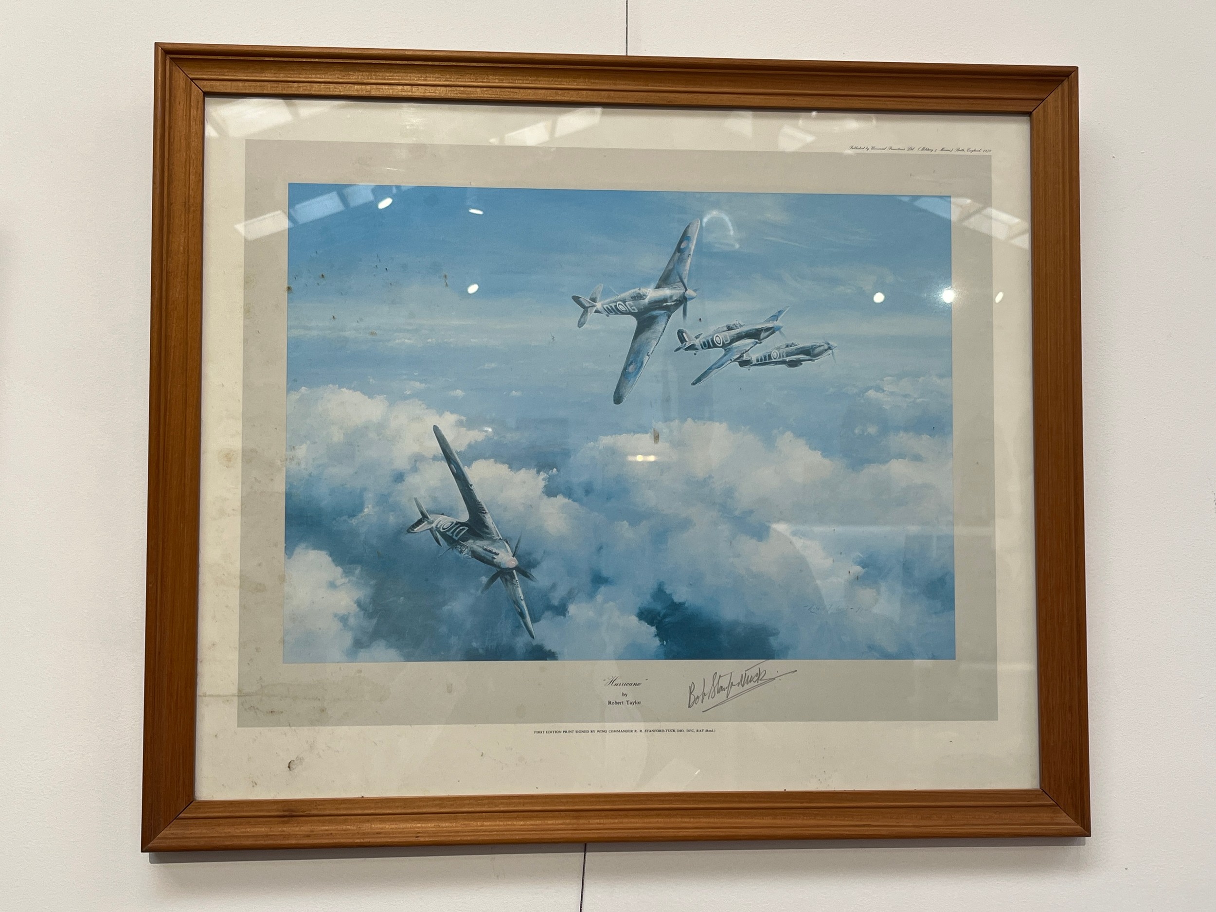 A Robert Taylor print 'Hurricane' signed by Bob Stanford Tuck to margin, framed and glazed
