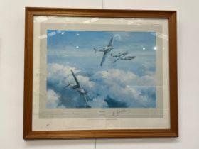 A Robert Taylor print 'Hurricane' signed by Bob Stanford Tuck to margin, framed and glazed