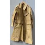 A WWII dispatch rider's overcoat by A, & E Bye Ltd, dated 1945 to label, size 8