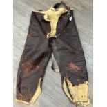 A pair of WWII USAAF A-3 Sheepskin flying trousers in relic condition