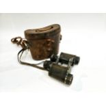 A pair of WWI era Carl Zeiss Telact 8x binoculars, marked with initials H.H.P., together with a