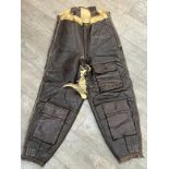 A pair of USAAF A-3 Sheepskin flying trousers marked with the name S A Sulia (Possibly Salvatore