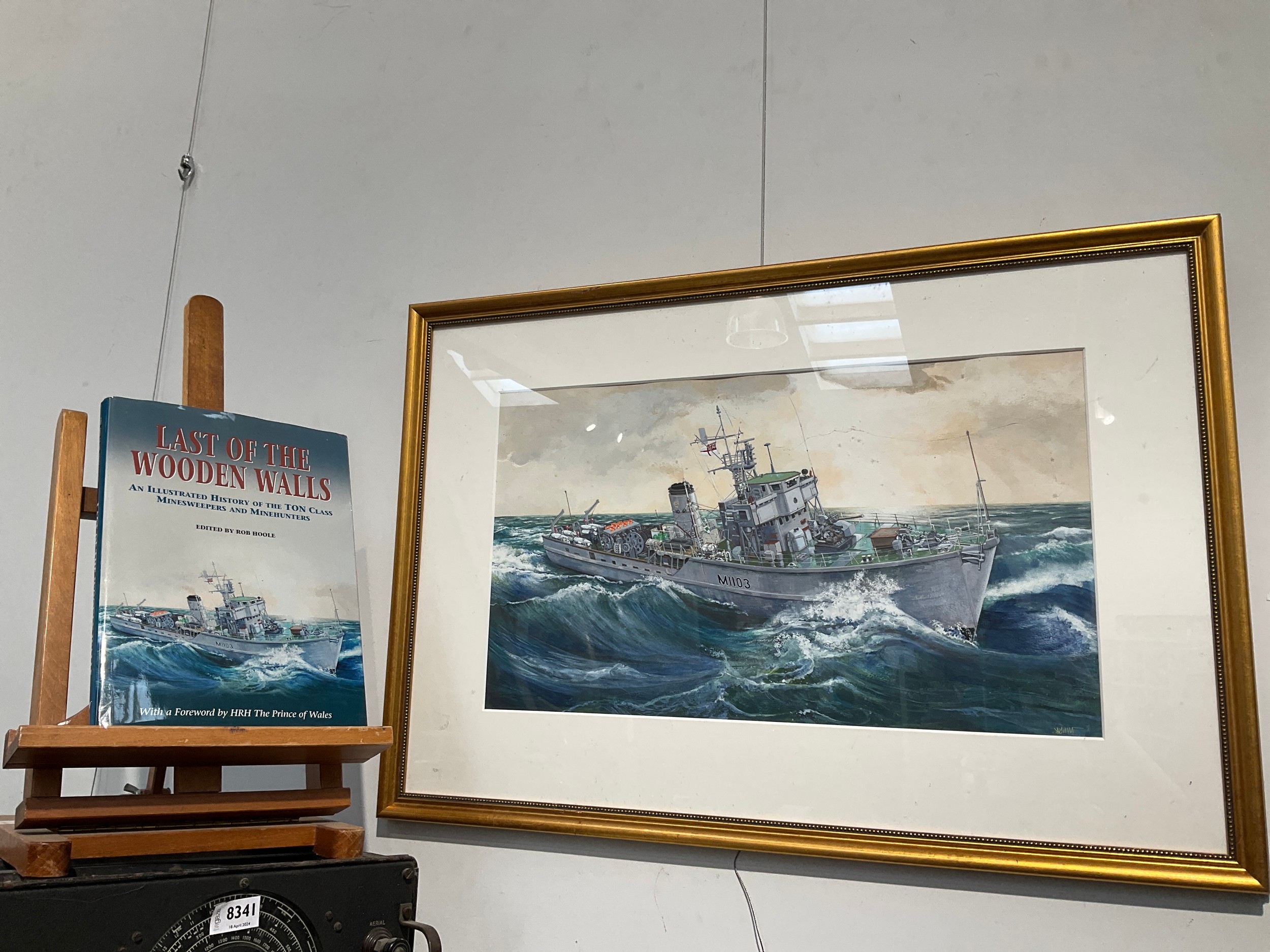 A painting of a torpedo boat together with a book 'Last of the Wooden Walls' (2)