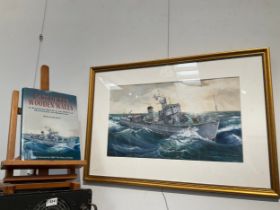 A painting of a torpedo boat together with a book 'Last of the Wooden Walls' (2)