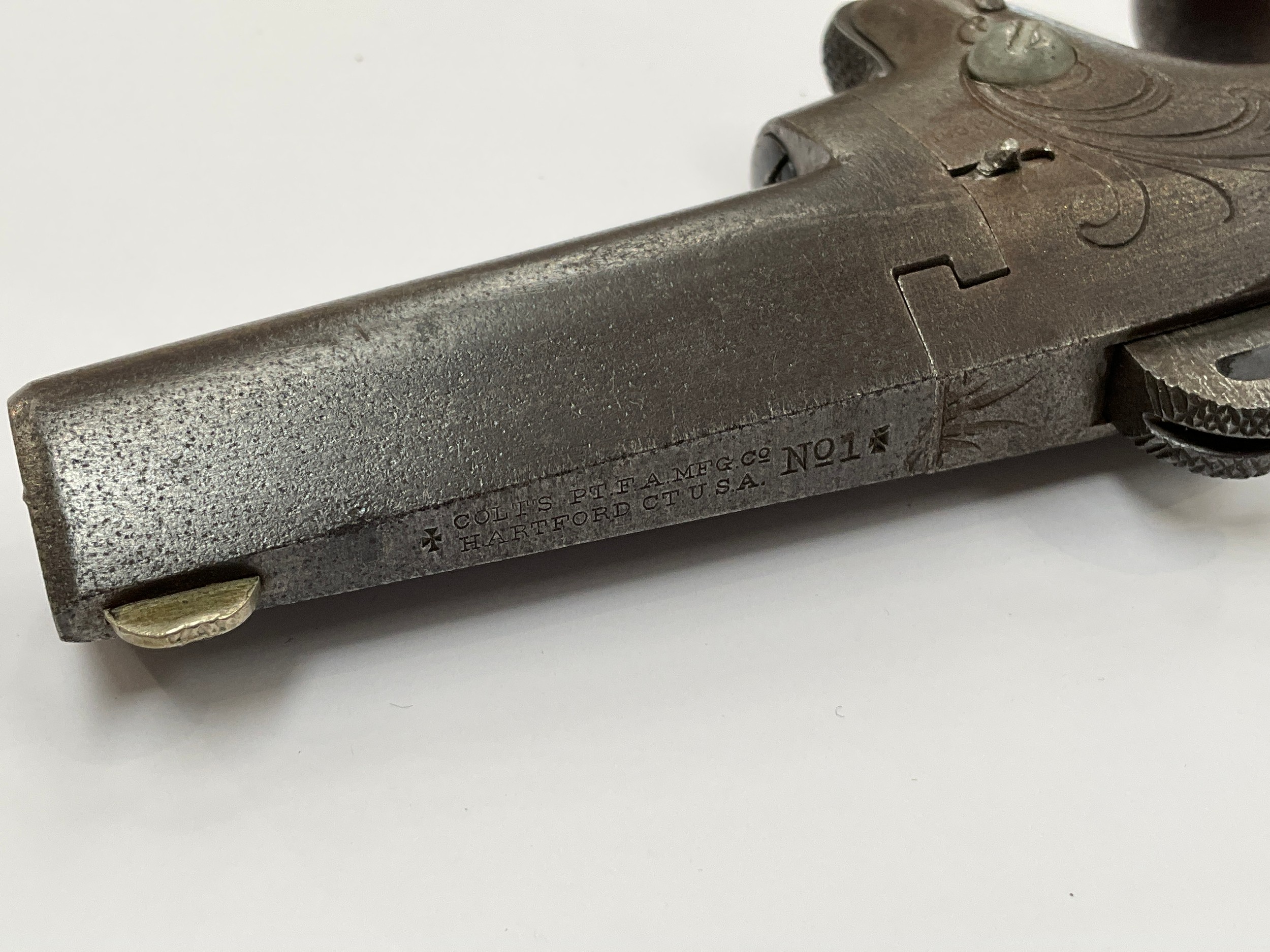 A Colt No. 1 Derringer in .41 rim fire cal, barrel flat marked Colts Pt. F.A. MFG. Co. Hartford - Image 3 of 4