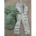 Two USAF current issue Goretex coats size XLR, a onesie, and two flying bags (5)