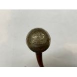 An early-mid 20th Century Norfolk Regiment Officer's swagger stick, globular knop