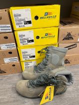 Four pairs of USAF current issue waterproof Assault flight boots size 12.5, 13, 14W and 14R (US)